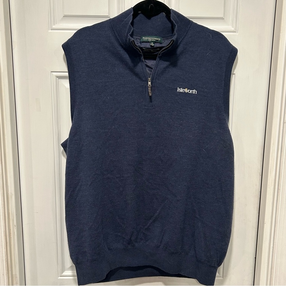 FAIRWAY & GREENE 1/4 Zip 100% Italian Merino Wool Golf Vest, Isleworth Club, XL